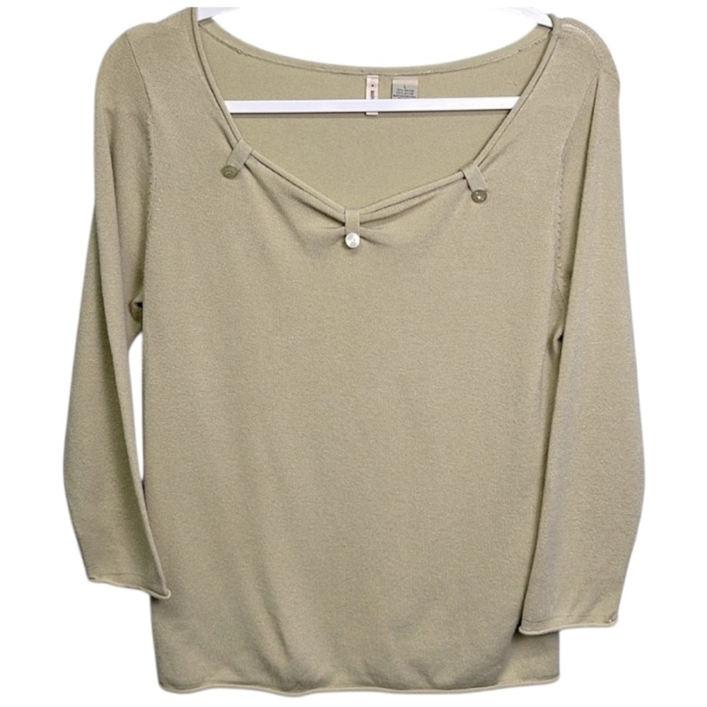 Moth Anthropologie Tan Rounded Neck Sweater with Elegant Design Size L